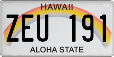 HI license plate ZEU191