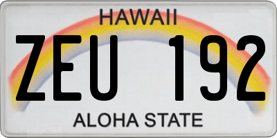 HI license plate ZEU192