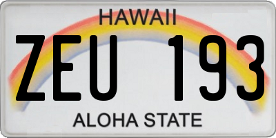 HI license plate ZEU193