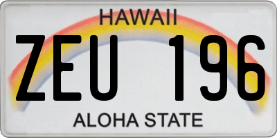 HI license plate ZEU196