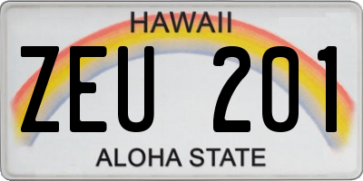 HI license plate ZEU201