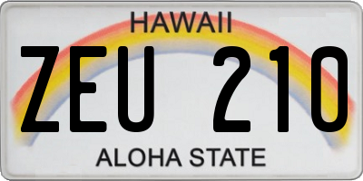 HI license plate ZEU210