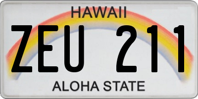 HI license plate ZEU211