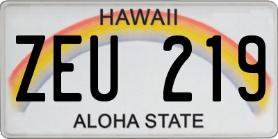 HI license plate ZEU219