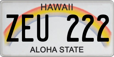 HI license plate ZEU222