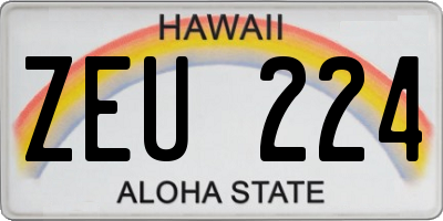 HI license plate ZEU224