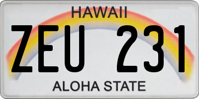 HI license plate ZEU231