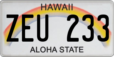 HI license plate ZEU233
