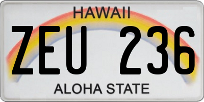 HI license plate ZEU236