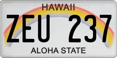 HI license plate ZEU237