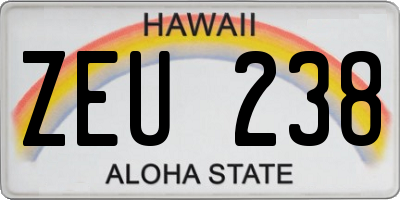 HI license plate ZEU238