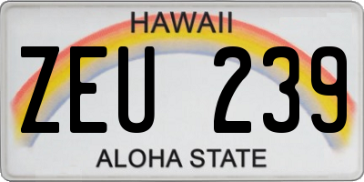 HI license plate ZEU239