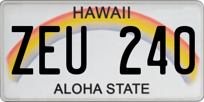 HI license plate ZEU240