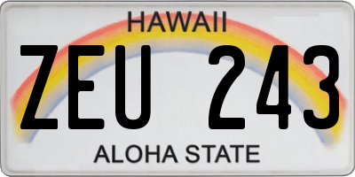 HI license plate ZEU243