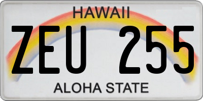 HI license plate ZEU255