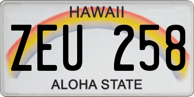 HI license plate ZEU258