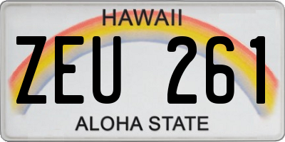 HI license plate ZEU261