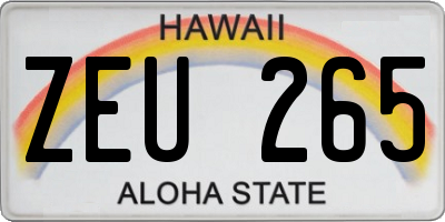 HI license plate ZEU265