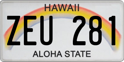 HI license plate ZEU281