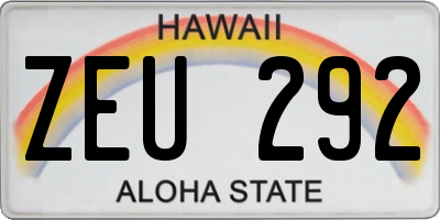 HI license plate ZEU292