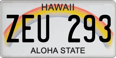 HI license plate ZEU293