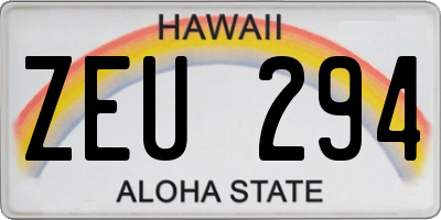 HI license plate ZEU294