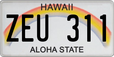 HI license plate ZEU311