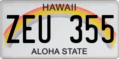 HI license plate ZEU355