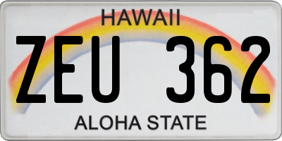 HI license plate ZEU362