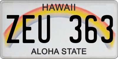 HI license plate ZEU363