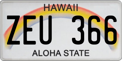 HI license plate ZEU366