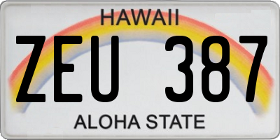HI license plate ZEU387