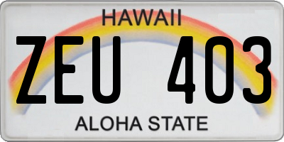 HI license plate ZEU403