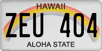 HI license plate ZEU404