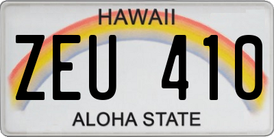 HI license plate ZEU410
