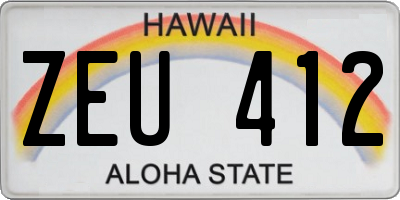 HI license plate ZEU412