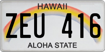 HI license plate ZEU416