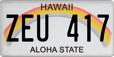 HI license plate ZEU417