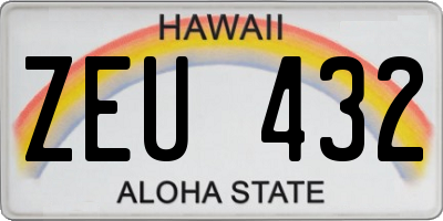 HI license plate ZEU432