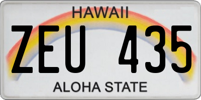 HI license plate ZEU435