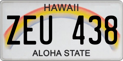 HI license plate ZEU438