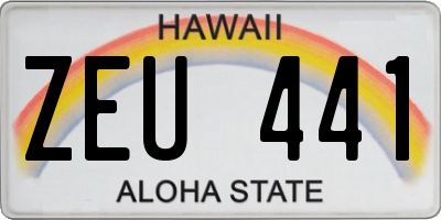 HI license plate ZEU441