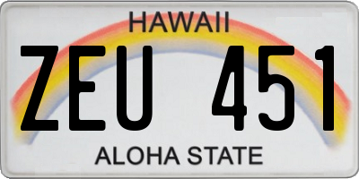 HI license plate ZEU451