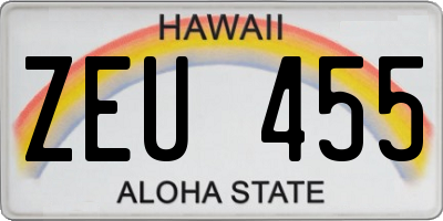 HI license plate ZEU455