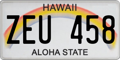 HI license plate ZEU458