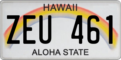HI license plate ZEU461