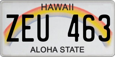 HI license plate ZEU463