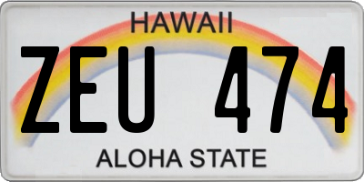 HI license plate ZEU474
