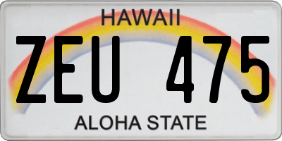 HI license plate ZEU475