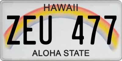 HI license plate ZEU477
